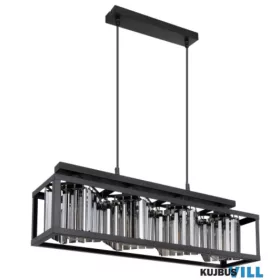   GLOBO 15697-4H MATHILDE Függeszték fém matt fekete, füstszínű üvegkristályok, magass