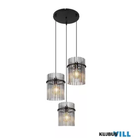   GLOBO 15698-3HR GORLEY Függeszték  fém matt fekete, füstszínű  üveg rudak, fekete P