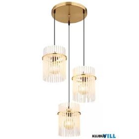   GLOBO 15698-3HRM GORLEY Függeszték fém matt arany színek, fehér színű/átlátszó színá