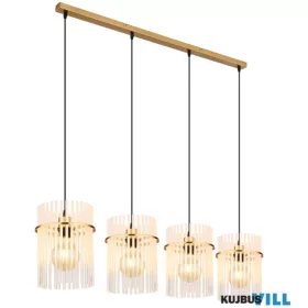   GLOBO 15698-4HM GORLEY Függeszték fém matt arany színek, üvegrúd opál, átlátszó, ká