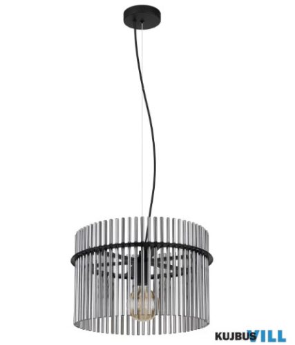 GLOBO 15698H GORLEY Függeszték fém matt fekete, füstszínű  üvegrudak, fekete PVC