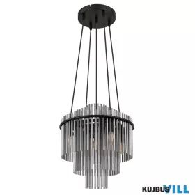   GLOBO 15698H2 GORLEY Függőlámpa, fém fekete matt, füstszínű üvegrudak, kábel PVC