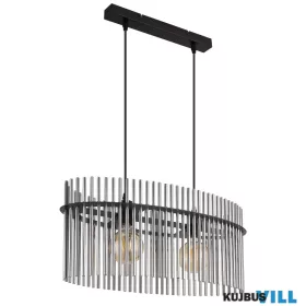   GLOBO 15698H3 GORLEY Függőlámpa, fém fekete matt, füstszínű üvegrudak, kábel PVC