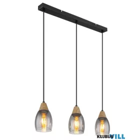   GLOBO 15706-3H REID Függeszték  fém matt fekete, üveg füstszínű , fém sötét fa m