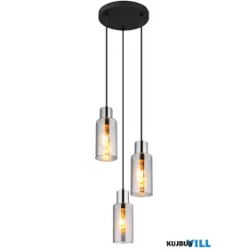   GLOBO 15708-3H LIDARIA Függeszték fém fekete matt, füstszínű üveg, fekete PVC kábel