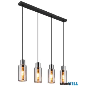   GLOBO 15708-4H LIDARIA Függeszték fém fekete matt, füstszínű üveg, fekete PVC kábel