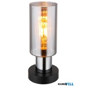   GLOBO 15708T LIDARIA Asztali lámpa fém fekete matt, füstszínű üveg, fekete PVC ká