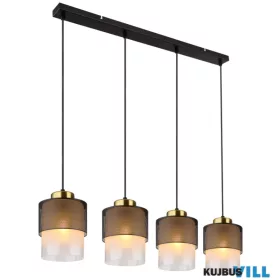   GLOBO 15709-4H OLGA Függeszték fém fekete matt, üveg átlátszó, fém sárgaréz szín