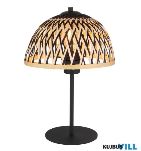 GLOBO 15767T COLLY Asztali lámpa fém fekete matt, bambusz, natúr színű, fekete, billenőkapcsoló a kábelen, ø: 250mm, M: