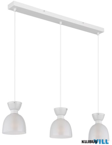 GLOBO 15769W-3 MASSEY Függőlámpa, matt fehér fém, fehér üveg, fehér PVC kábel, mag