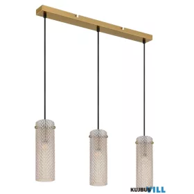   GLOBO 15775-3H KAROLO Függőlámpa, fém arany színű, borostyán színű üveg, fekete te