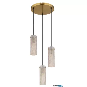   GLOBO 15775-3HR KAROLO Függőlámpa, fém arany színű, borostyán színű üveg, kábel tex