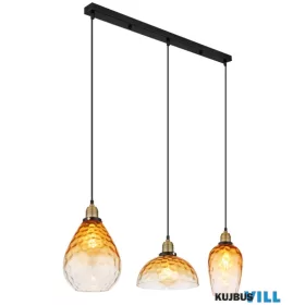   GLOBO 15786-3H SALVY Függeszték fém fekete matt, borostyán színű/ átlátszó színát