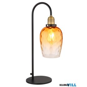   GLOBO 15786T SALVY Asztali lámpa fém fekete matt, borostyán színű üveg búra, fé