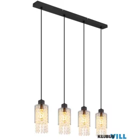   GLOBO 15799-4H BACKEY Függeszték  fém matt fekete, füstszínű  üveg, átlátszó üvegk