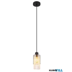   GLOBO 15799H BACKEY Függeszték  fém matt fekete, füstszínű  üveg, átlátszó üvegk