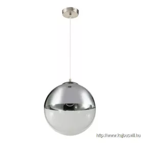   GLOBO 15851 VARUS Függeszték, nikkel  matt, üveg átlátszó,króm, ø:  200, Fogla