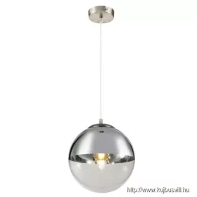   GLOBO 15852 VARUS Függeszték, nikkel  matt, üveg átlátszó,króm, ø:  250, Fogla