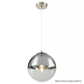   GLOBO 15853 VARUS Függeszték, nikkel  matt, üveg átlátszó,króm, ø:  300, Fogla