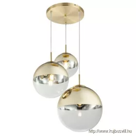   GLOBO 15855-3 VARUS Függeszték metál aranyozott, üveg átlátszó,arany, 3 gömb, DM
