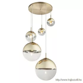   GLOBO 15855-5 VARUS Függeszték metál aranyozott, üveg átlátszó,aranyozott, 5 göm