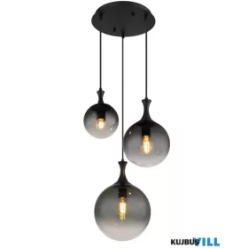   GLOBO 15885-3H DALTON Függeszték fém fekete matt, füstszínű üveg búra, fekete PVC