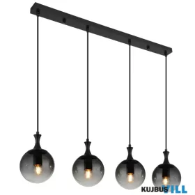   GLOBO 15885-4H DALTON Függeszték fém fekete matt, füstszínű üveg búra, fekete PVC