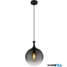   GLOBO 15885H DALTON Függeszték fém fekete matt, füstszínű üveg búra, fekete PVC