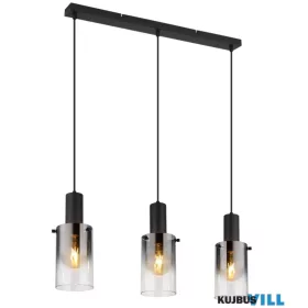   GLOBO 15907-3H FLORENTINA Függeszték fém fekete matt, füstszínű/átlátszó színátmenetes