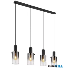   GLOBO 15907-4H FLORENTINA Függeszték fém fekete matt, füstszínű/átlátszó színátmenetes