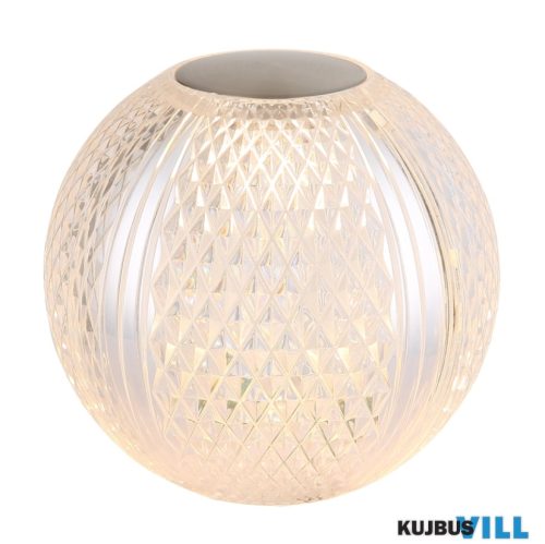 GLOBO 16042T1 AIDA Asztali lámpa átlátszó akril, nikkel műanyag, fekete PVC kábel, érintéses be/ki kapcsolás, érintéses dimmer, memória, CR18650 1200mAh 3.7V, t