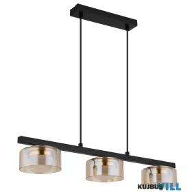   GLOBO 16055-3HG HIGGINS Függőlámpa, fekete matt fém, csiszolt aranyszínű alumínium,