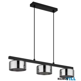   GLOBO 16055-3HS HIGGINS Függőlámpa, fekete matt fém, fekete csiszolt alumínium, füst