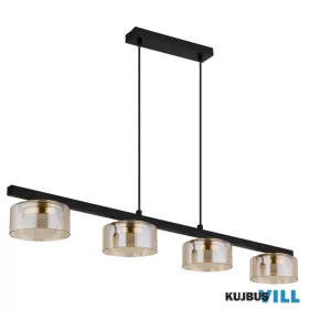   GLOBO 16055-4HG HIGGINS Függőlámpa, fekete matt fém, csiszolt aranyszínű alumínium,