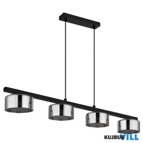   GLOBO 16055-4HS HIGGINS Függőlámpa, fekete matt fém, fekete csiszolt alumínium, füst