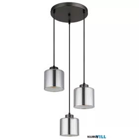   GLOBO 16056-3HR FELICIA Függőlámpa, fekete-krómozott fém, krómozott üveg, fehér lüve