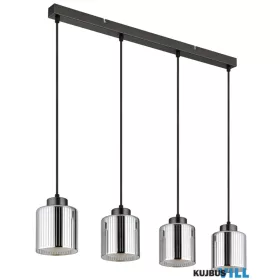   GLOBO 16056-4H FELICIA Függőlámpa, fekete-krómozott fém, krómozott üveg, fehér üveg