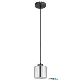   GLOBO 16056H FELICIA Függőlámpa, fekete-krómozott fém, krómozott üveg, fehér üveg