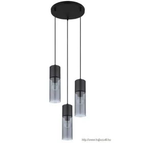   GLOBO 21000-3HB ANNIKA Függeszték, matt fekete fém, füstszínű üveg búra, matt feket