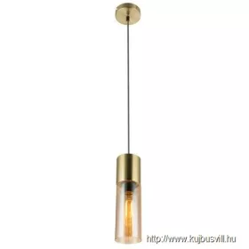   GLOBO 21000HM ANNIKA Függeszték matt réz, matt, üveg borostyán szín, ø: 90, H:152