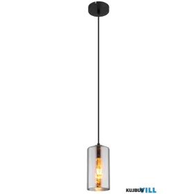   GLOBO 21002H OLLY Függeszték  fém matt fekete, füstszínű  üveg, fekete PVC káb