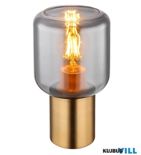 GLOBO 21004M NINJO Asztali lámpa fém sárgaréz színű, füstszínű üveg, kábel textil fekete, billenőkapcsoló a kábelen, ø: