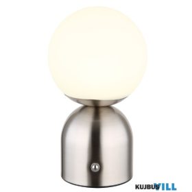   GLOBO 21006N JULSY Újratölthető asztali lámpa fém nikkel matt,műanyag fehér,feh