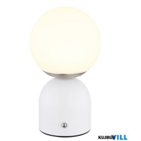   GLOBO 21006W JULSY Újratölthető asztali lámpa fém fehér matt, fém nikkel matt,