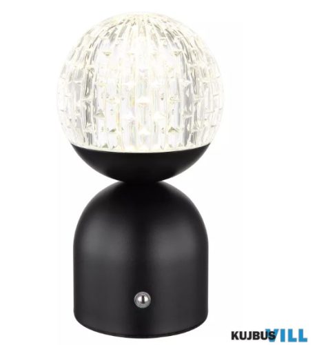 GLOBO 21007S JULSY Asztali lámpa fém fekete matt, akril átlátszó kristály hatású, kábel PVC fehér, szabályozható, fokoz