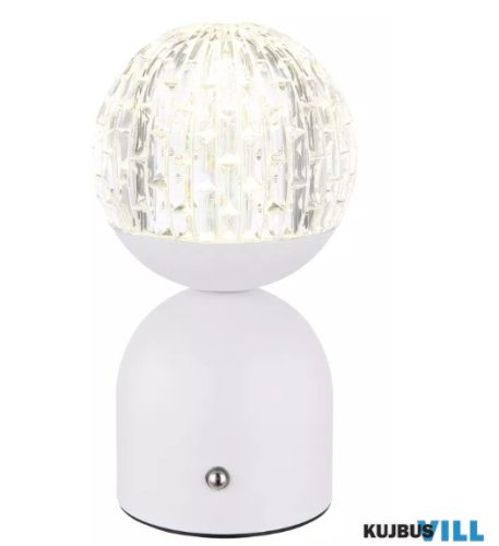 GLOBO 21007W JULSY Asztali lámpa fém fehér matt, akril átlátszó kristály hatású, kábel PVC fehér, szabályozható, fokoza