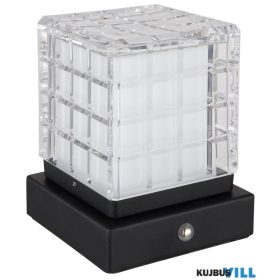   GLOBO 21009S LUNKI Újratölthető asztali lámpa fém fekete, akril átlátszó, szaté