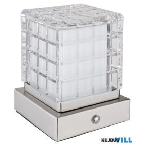   GLOBO 21009W LUNKI Újratölthető asztali lámpa fém nikkel, akril átlátszó, szaté