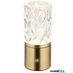   GLOBO 21010M LUNKI Újratölthető asztali lámpa fém sárgaréz színű, átlátszó akri