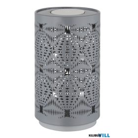   GLOBO 21018G AMIYAH Asztali lámpa műanyag fehér, fém szürke, dekoratív lyukasztá